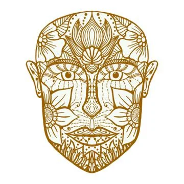 Man face of flowers. Stock Illustration