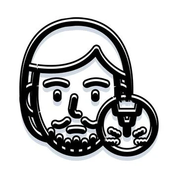 Man face grooming beard shaving process icon Stock Illustration