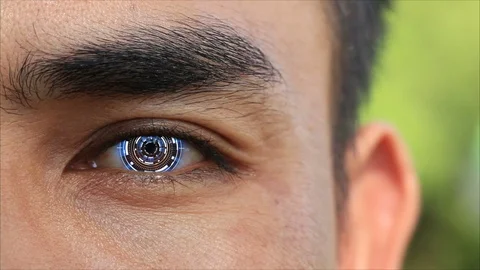 Man face with hud element eye sci-fi technology 스톡 동영상 122209333