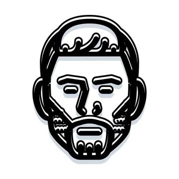 Man face illustration with beard and haircut Stock Illustration