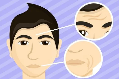 Man face lifting concept banner, cartoon style Stock Illustration