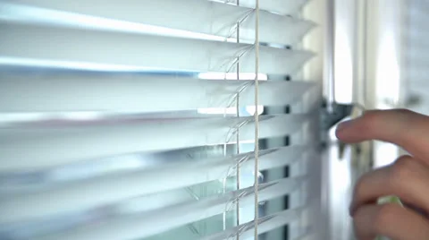 Man Face Looking Through Blinds Close Up Stock Footage 38324811