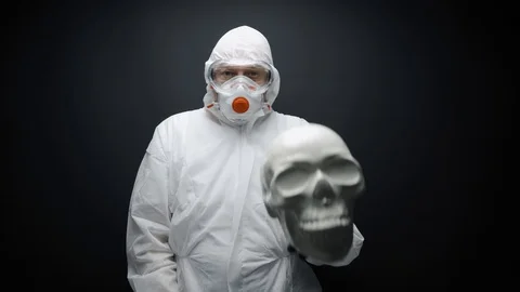 Man With Face Mask Facing Death Stock Footage 126532308