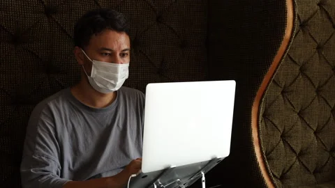 Man In Face Mask Office Workplace On Coronavirus Epidemic Stock Footage 161778474