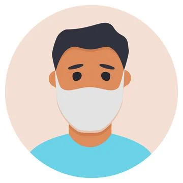 Man in face mask to prevent disease COVID-19. Vector flat . Stock Illustration