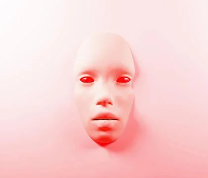 Man face mask on the surface of the water, 3d render Illustrazione stock