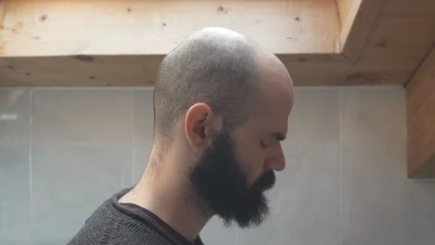 Man Face in Profile Peeing Stock Footage 88911832