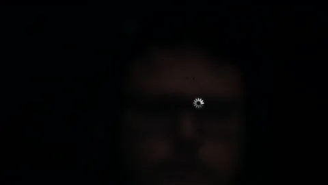 Man face programmer reflection in dirty monitor Video stock 230229764