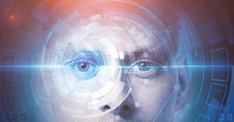 Man face recognition technology Stock Photos