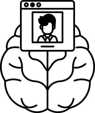 Man face is shown on a computer screen Stockillustratie