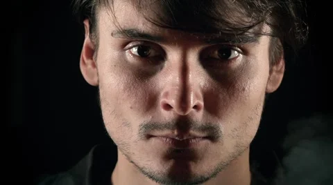 Man face in smoke Stock Footage 61676671