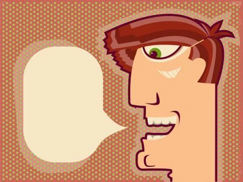 Man face speaking.vector cartoon background for design Stock Illustration