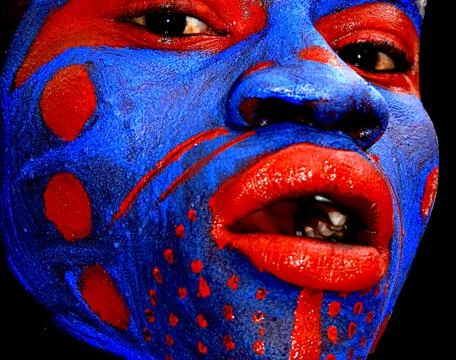 Man face using war colors Stock Photos