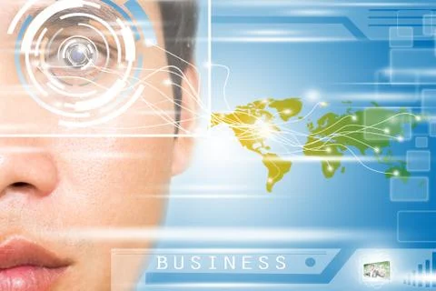 Man Face In Virtual Reality Stock Illustration