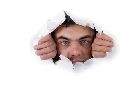 Man face on white background Stock Photos