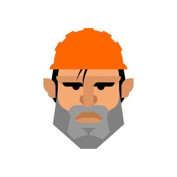 Man face in work helmet. Worker head isolated Stock Illustration