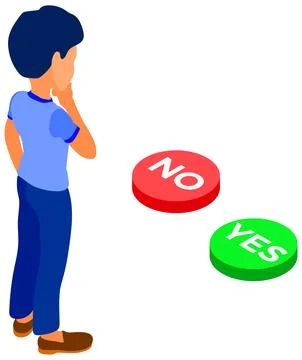 Man faced with choice yes or no イラスト素材