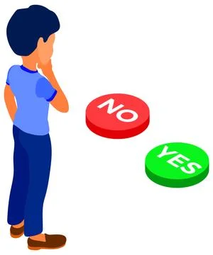 Man faced with choice yes or no Stock Illustration