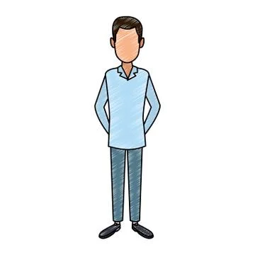 Man faceless avatar scribble Illustrazione stock