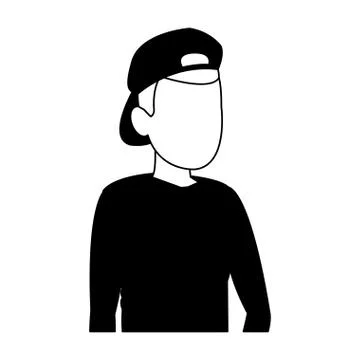 Man faceless head in black and white Stock Illustration