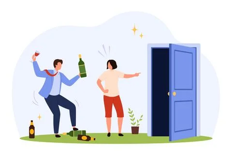 Man Facing Alcohol Addiction Consequences イラスト素材