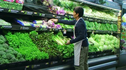 Man Facing Vegetables In Produce Stock Footage 8579185