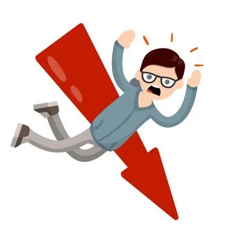 Man fall down. frightened guy in distress. Problem and failure. Stock Illustration