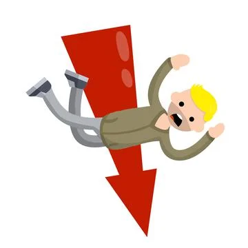 Man fall down. frightened guy in distress. Problem and failure. Stock Illustration