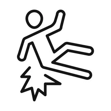 Man fall down icon Black line art vector Stock Illustration