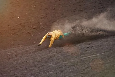 Man fall from sandboard Stock Photos