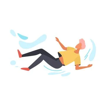 Man falling backwards in air currents, waving arms in fear Stock Illustration