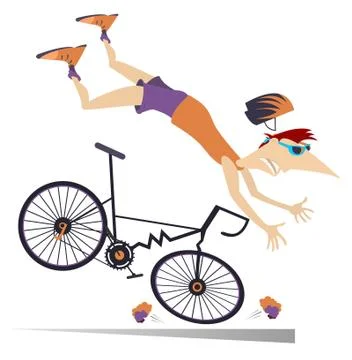 Man falling down from the bicycle isolated illustration Stock Illustration