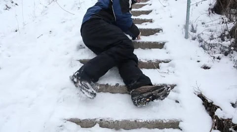 Man falling down the broken stairs Stock Footage 46814490