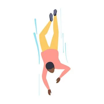 Man falling head down fast, young male character flying in movement Stock Illustration