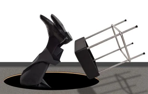 Man falling into a hole on the floor Stock Photos