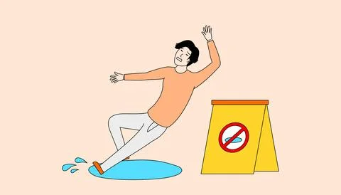 Man is falling into puddle Stock Illustration