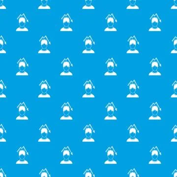 Man with falling red graph over head pattern seamless blue Stock Illustration