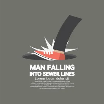Man Falling Into Sewer Lines Vector Illustration Stock Illustration