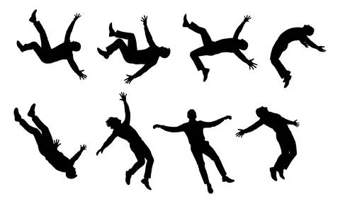 Man falling silhouette, falling people, fall into depression, a mental disorder Stock Illustration