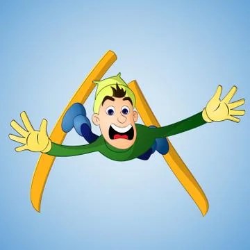 Man falling in ski jump Stock Illustration