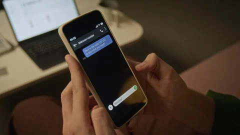 Man Falling Victim to Cyber Phishing Scam on Smartphone Stock Footage 344878102
