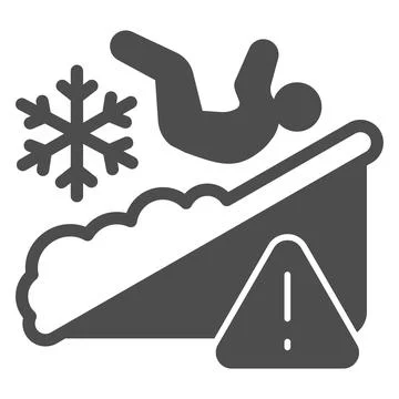 Man falls on ice solid icon, Winter season concept, Slippery ice sign on white Stock Illustration