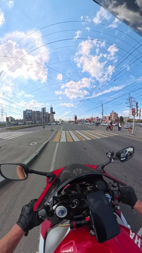 Man Falls Off Motorcycle at an Intersection, Irkutsk, Russia - 02 Jul 2026 Stock Footage 340170554