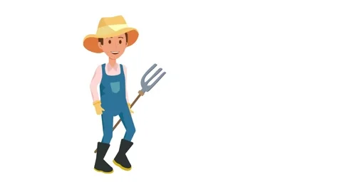 Man farmer character walk. Side view 2d Animation. Stock Footage 281507709
