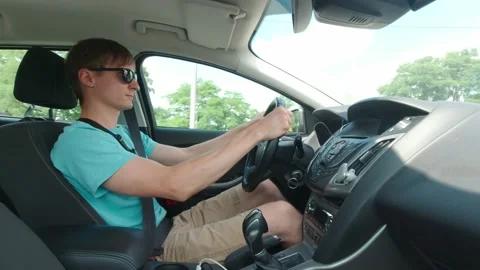Man Fast Driving Slow Motion Stock Footage 156698964