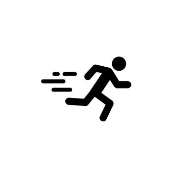 Man fast run icon. Black silhouette on isolated white background. Eps 10 vect Stock Illustration