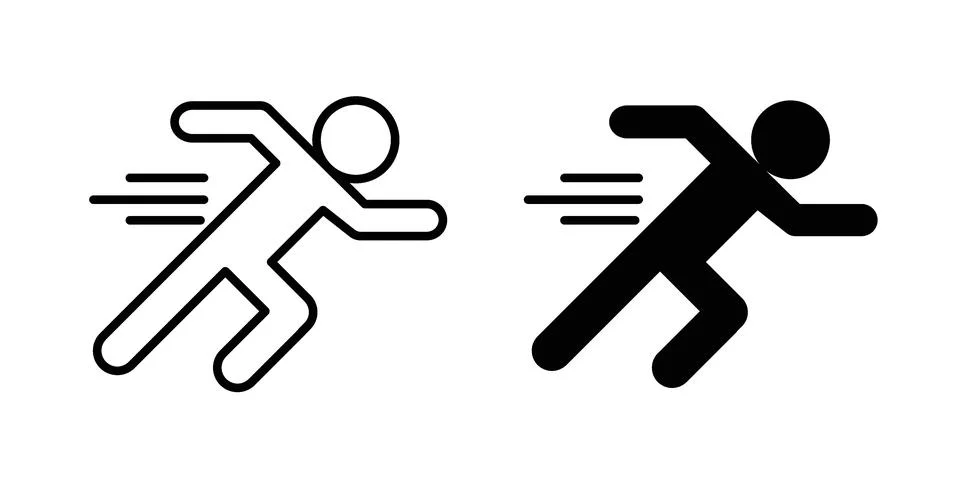 Man fast run icon bundle for website design projects Stock Illustration