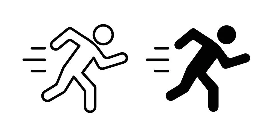 Man fast run icon vector concepts, line and silhouette style Illustrazione stock