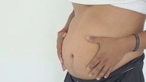 Man fat belly Stock Footage 93266236