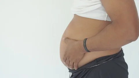 Man fat belly Stock Footage 93266249